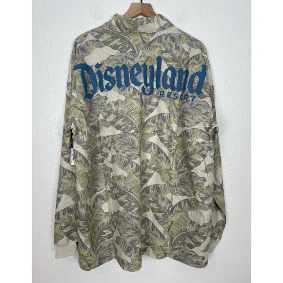 Disney Resort Spirit Jersey Linen Blend Tropical Leaves Print NWT Men's Size XL - Picture 3 of 5